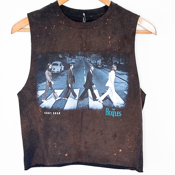 The Beatles Tops - Bleached Out The Beatles ‘Abbey Road’ Crop Tank